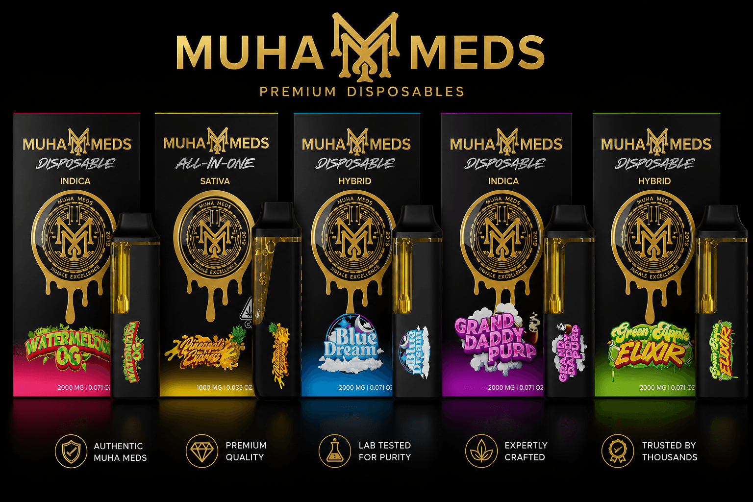 Muha Meds 2G Disposable all-in-one vape device and packaging