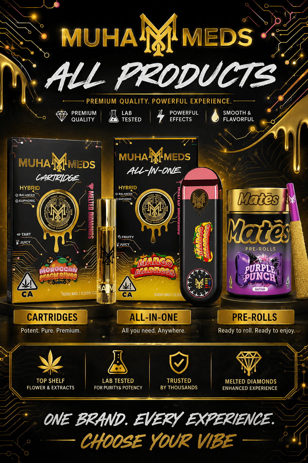 Muha Meds Premium Cannabis Products Muha Meds official products showcase - Premium cannabis carts and disposables
